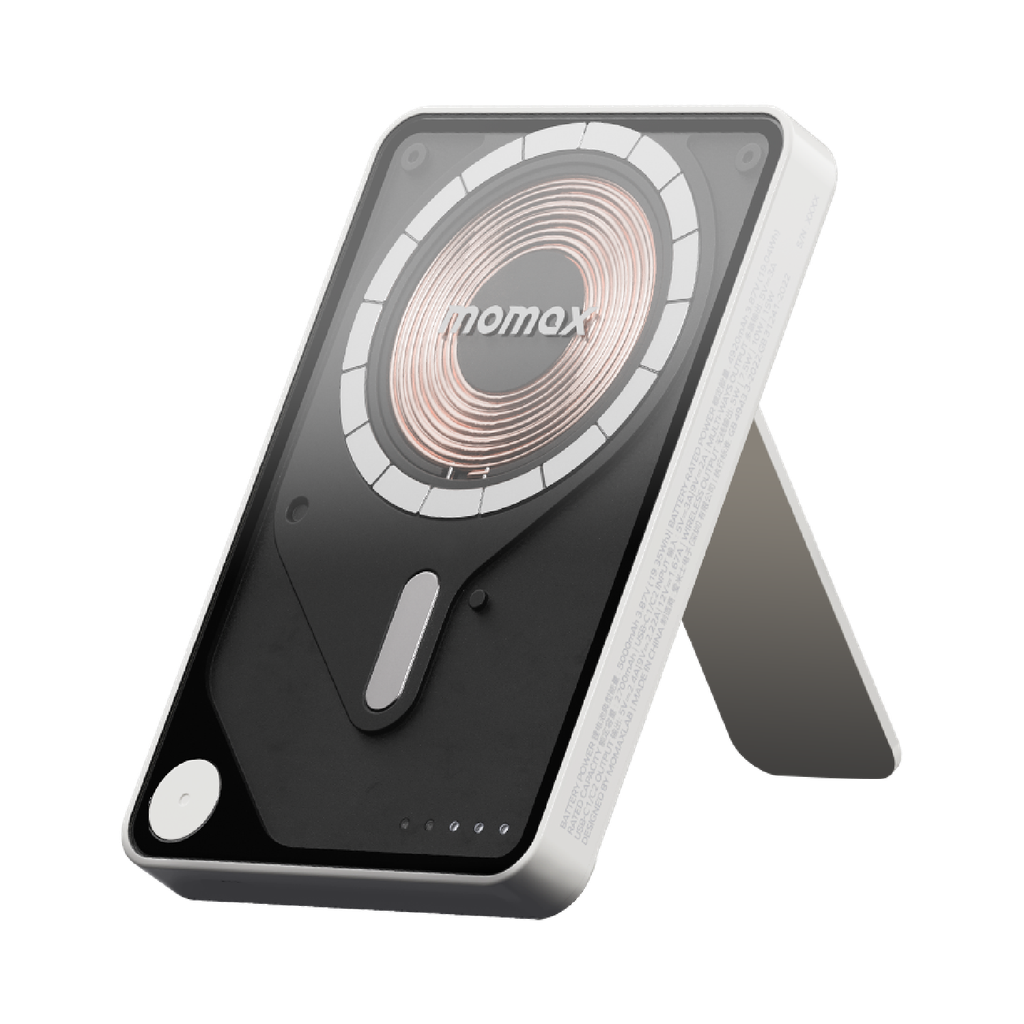 MOMAX 1-POWER X PRO 5000mAh MAGNETIC WIRELESS POWER BANK WITH STAND AND BUILT-IN USB-C CABLE