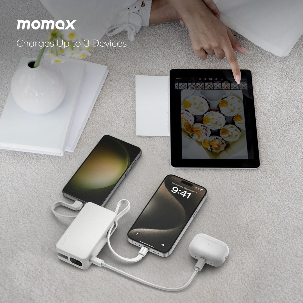 MOMAX 1-POWER VITAL+ 10000mAh POWER BANK WITH DUAL BUILT IN USB-C CABLE