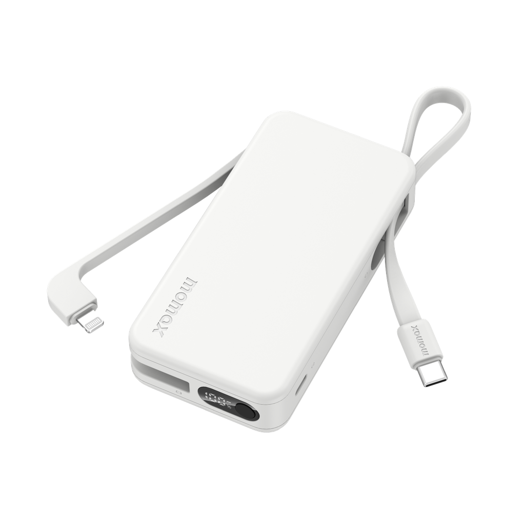 MOMAX 1-POWER VITAL+ 10000mAh POWER BANK WITH BUILT IN USB-C & LIGHTNING CABLE