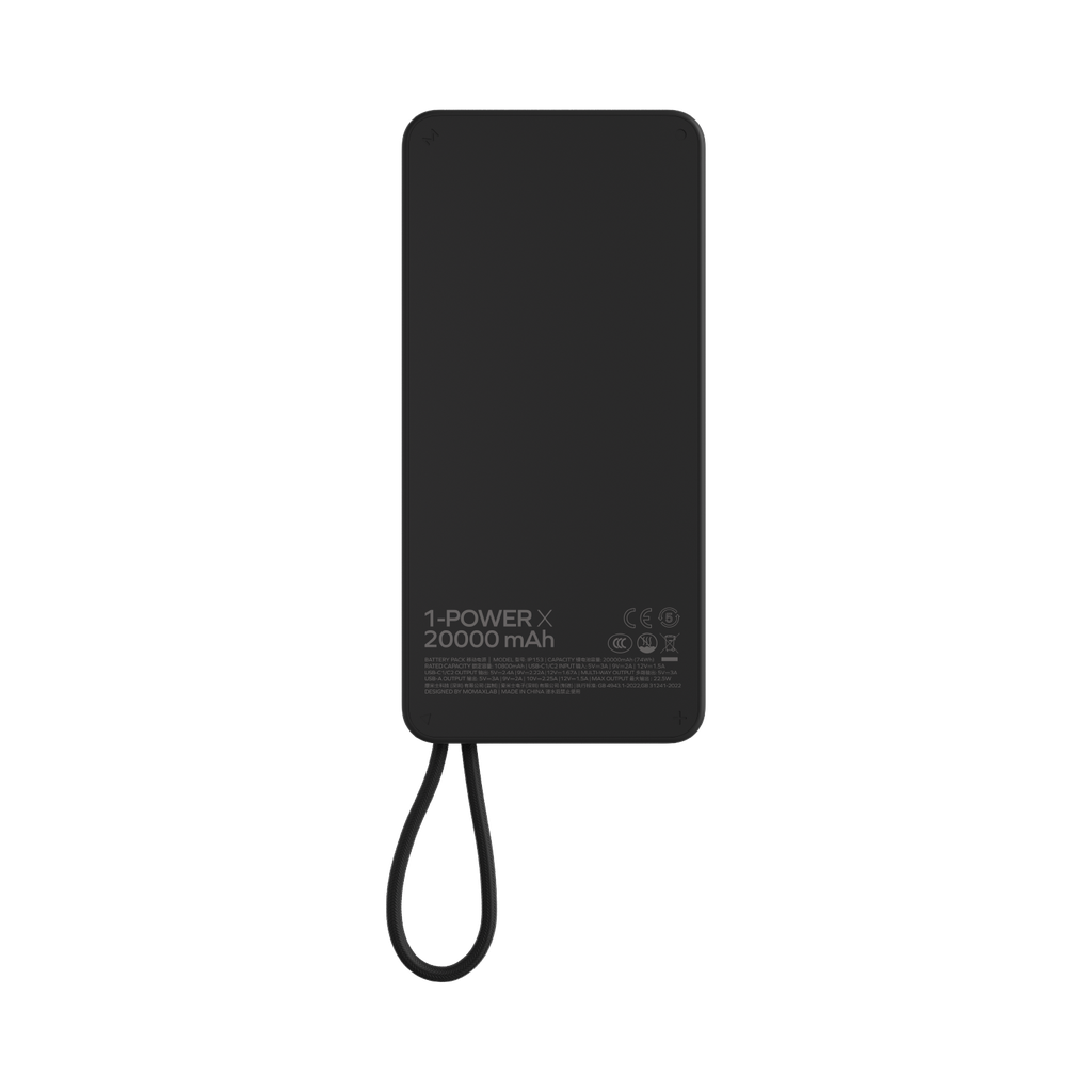 MOMAX 1-POWER X 20000mAh POWER BANK WITH BUILT-IN USB-C CABLE