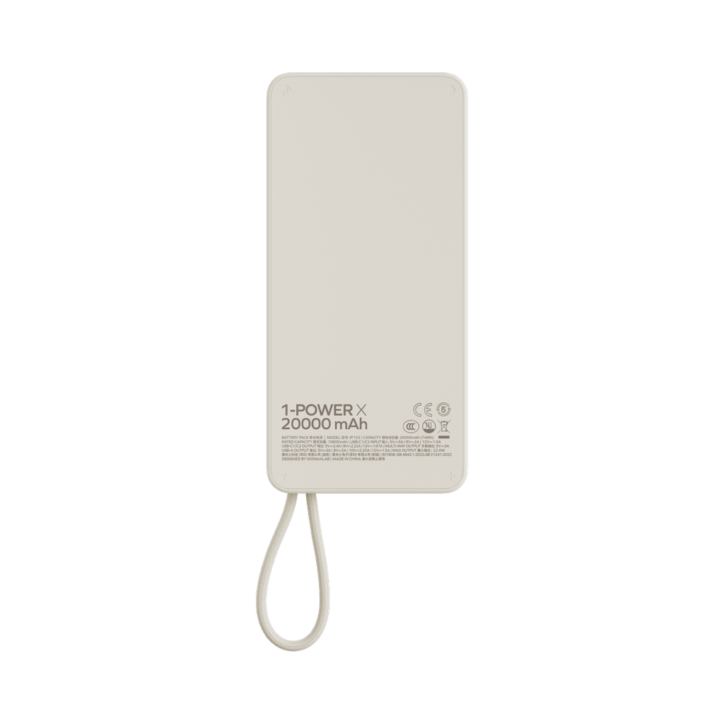 MOMAX 1-POWER X 20000mAh POWER BANK WITH BUILT-IN USB-C CABLE