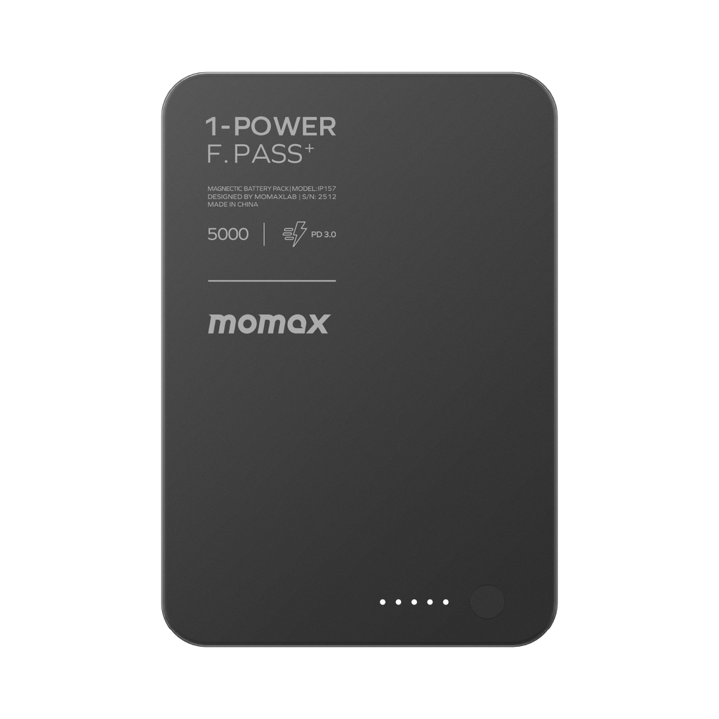 MOMAX 1-POWER F.PASS+ 5000mAh POWER BANK WITH BUILT-IN CABLE MAGNETIC ATTACHMENT