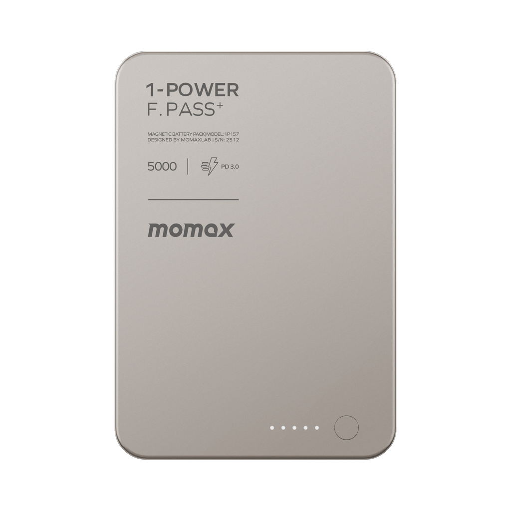 MOMAX 1-POWER F.PASS+ 5000mAh POWER BANK WITH BUILT-IN CABLE MAGNETIC ATTACHMENT