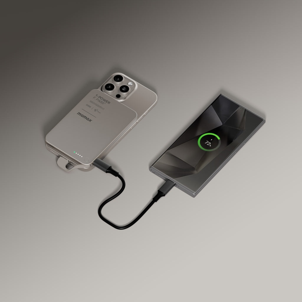MOMAX 1-POWER F.PASS+ 5000mAh POWER BANK WITH BUILT-IN CABLE MAGNETIC ATTACHMENT