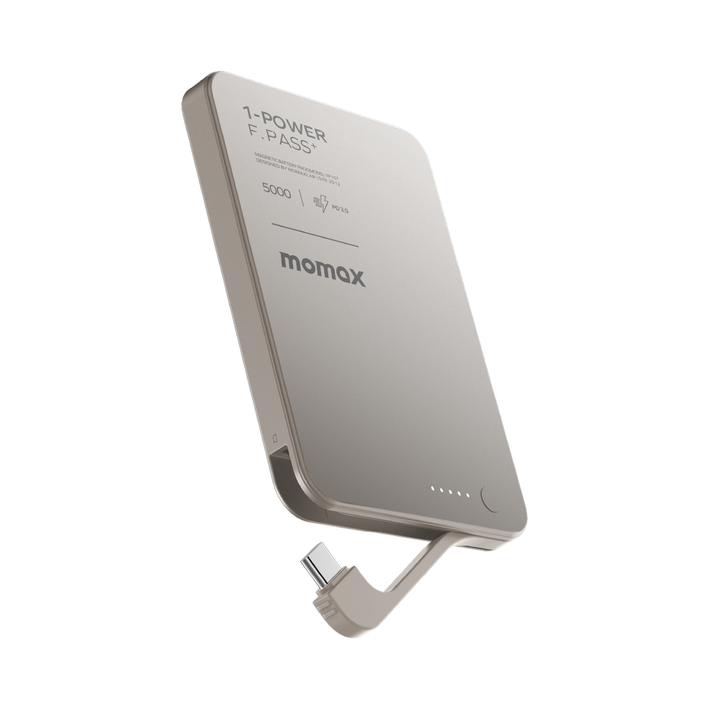 MOMAX 1-POWER F.PASS+ 5000mAh POWER BANK WITH BUILT-IN CABLE MAGNETIC ATTACHMENT