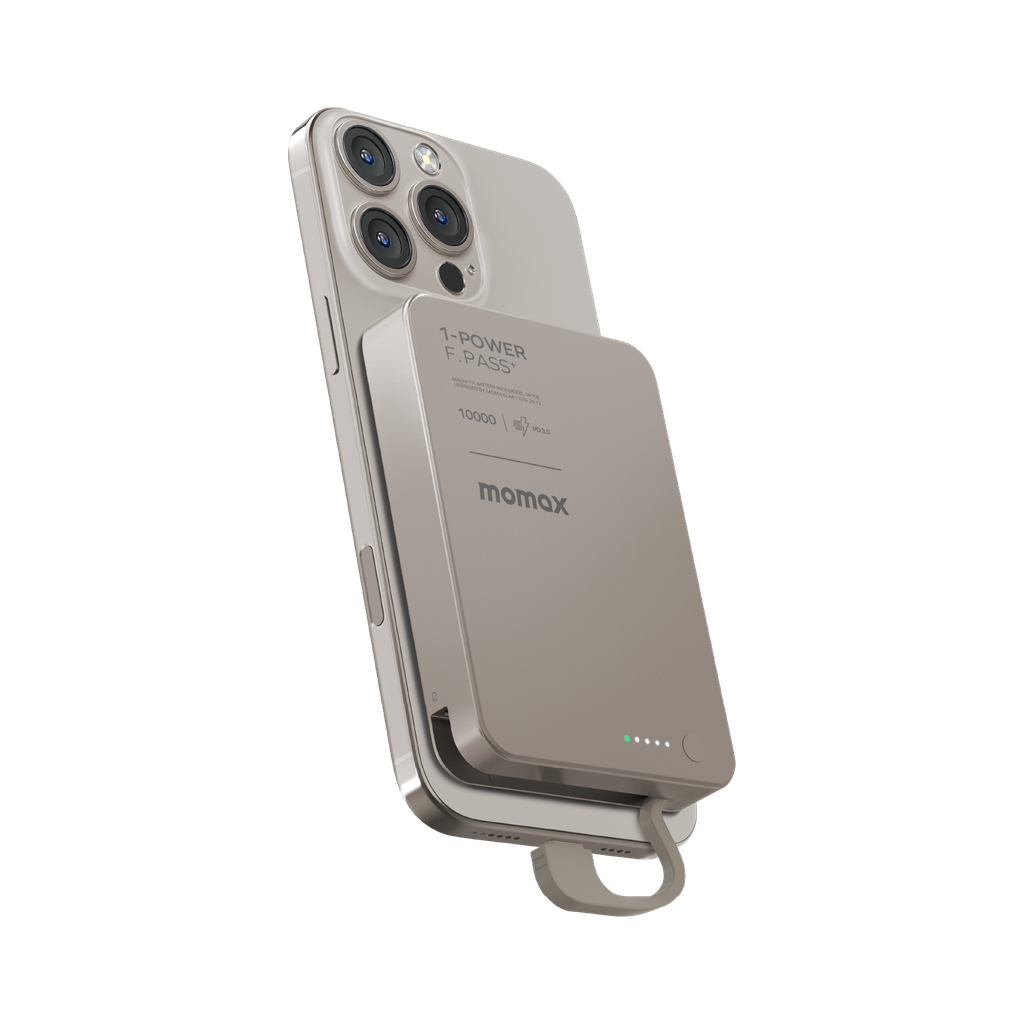 MOMAX 1-POWER F.PASS+ 10000mAh POWER BANK WITH BUILT-IN CABLE & MAGNETIC ATTACHMENT