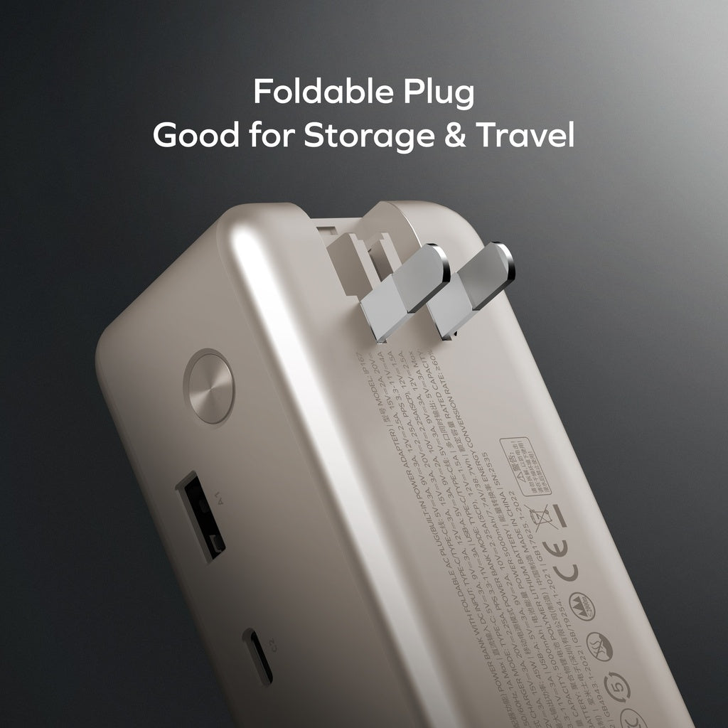 MOMAX 1-PAC⁺10000mAh 3IN1 HYBRID GAN BATTERY PACK WITH BUILT-IN RETRACTABLE CABLE - TECH STREET