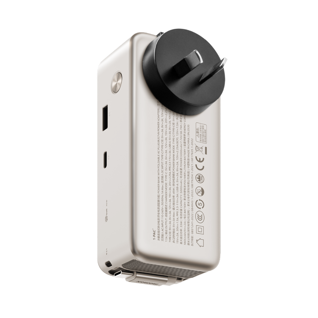 MOMAX 1-PAC⁺10000mAh 3IN1 HYBRID GAN BATTERY PACK WITH BUILT-IN RETRACTABLE CABLE - TECH STREET