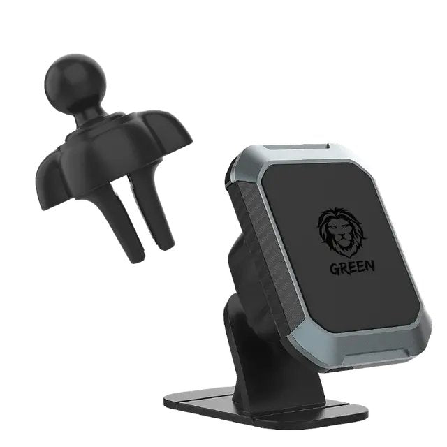 Green 2 in 1 Magnetic Car Phone Holder - Black