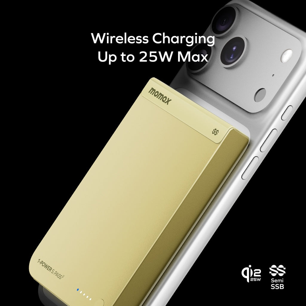 MOMAX 1-POWER S.PASS2 10000mAh QI2 25W+SEMI-SSB MAGNETIC WIRELESS POWER BANK - TECH STREET