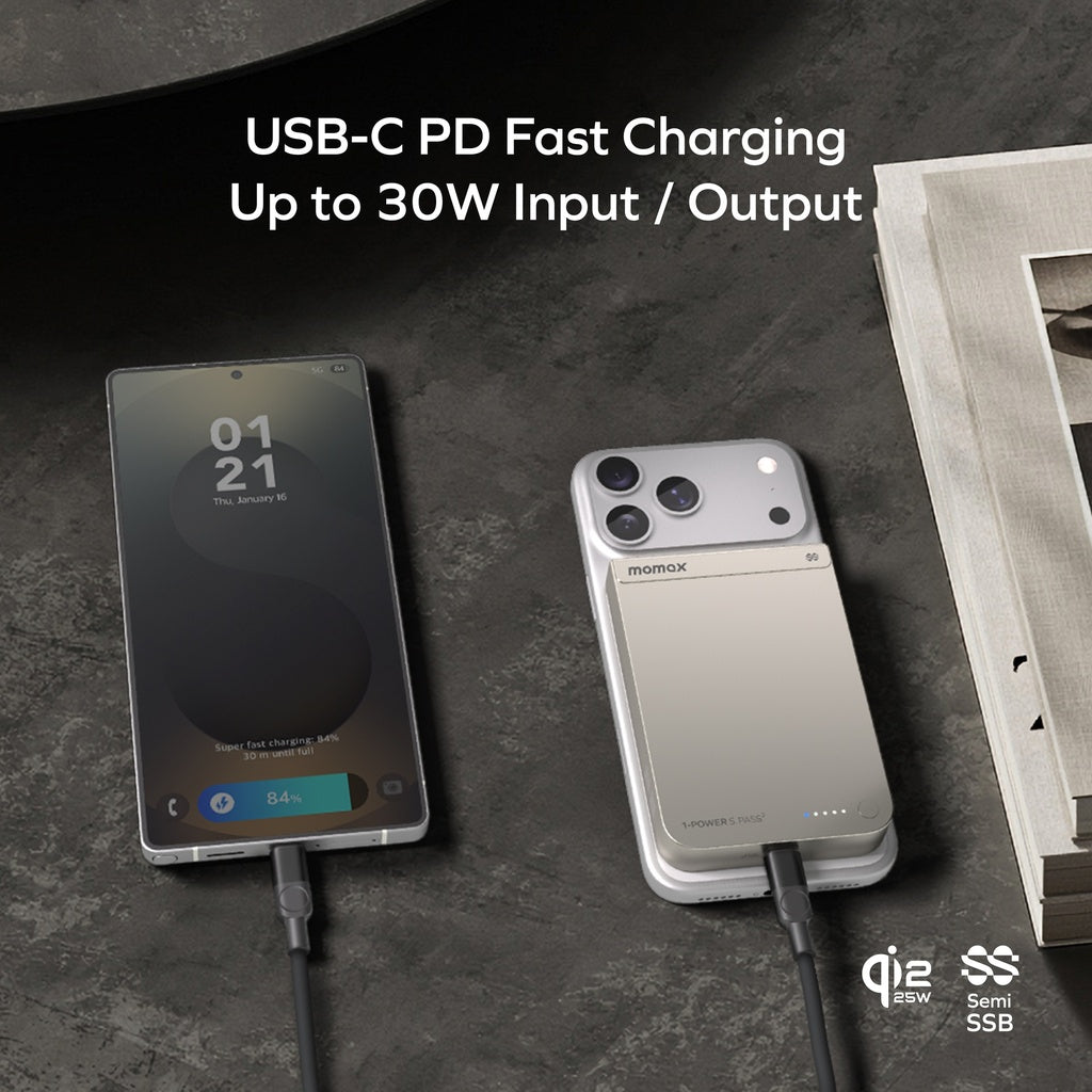 MOMAX 1-POWER S.PASS2 10000mAh QI2 25W+SEMI-SSB MAGNETIC WIRELESS POWER BANK - TECH STREET