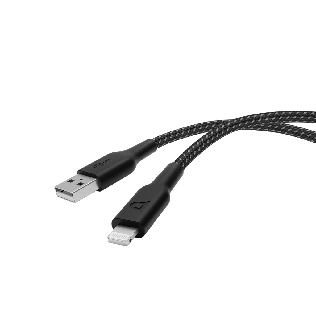 Powerology New Braided USB-A to Lightning Cable 1.2M - Black