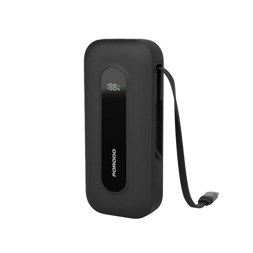 Porodo 10000mAh Powerbank 22.5W Type-C port and Type-C Cable with Digital Display - Black