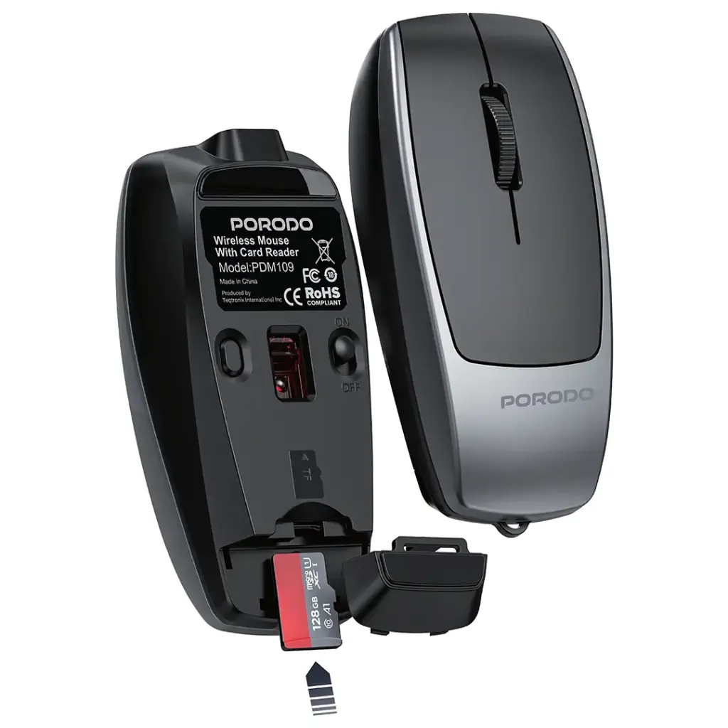 Porodo - 1600DPI Wireless Mouse with Card Reader