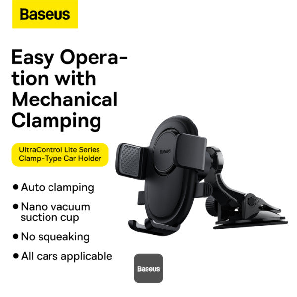 Baseus UltraControl Lite Series 2 in 1 Car Phone Holder | Auto Clamping Universal Car Phone Mount