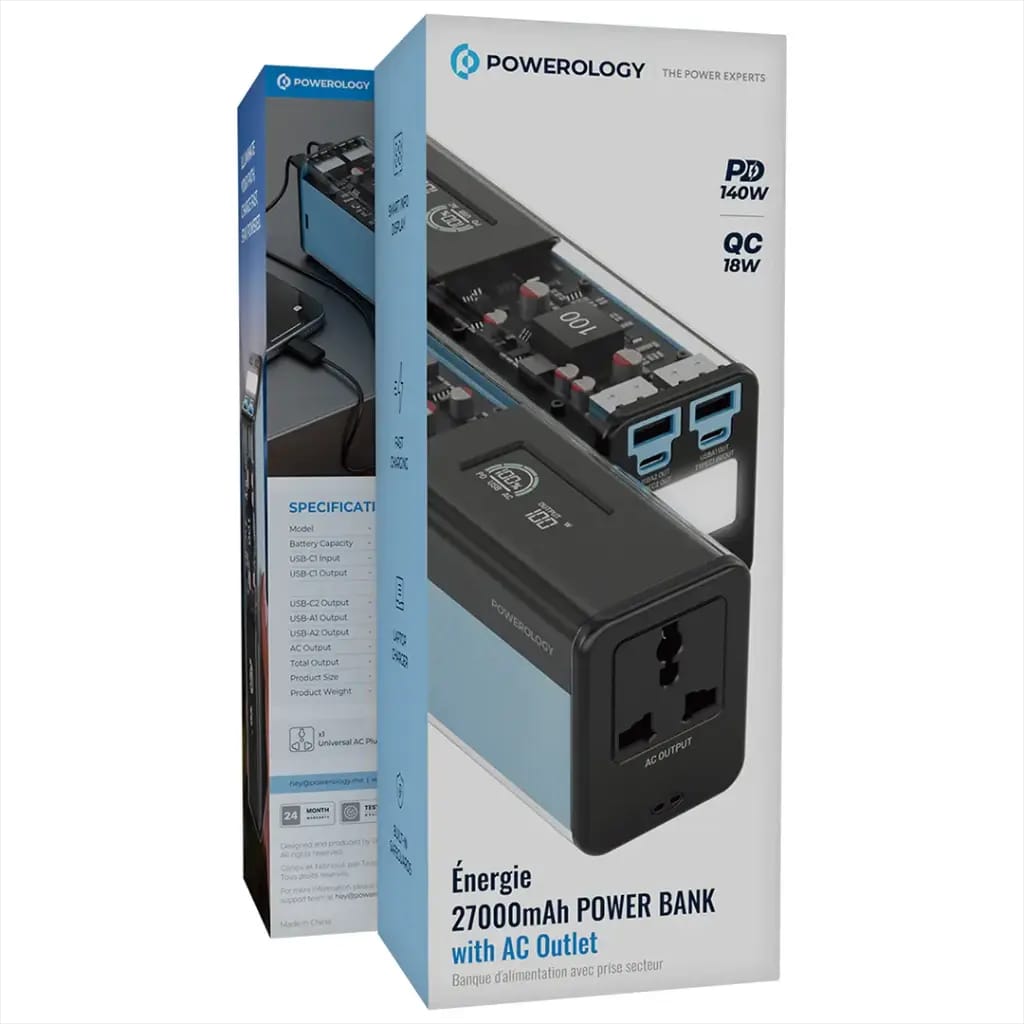 Powerology Énergie 27000mAh Power Bank with AC Outlet