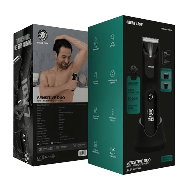 Green Lion Sensitive Duo - Hair Trimmer & Shaver - Black