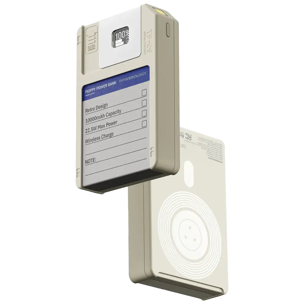Powerology - Floppydisk Retro 10000mAh MagSafe Power bank - White - TECH STREET