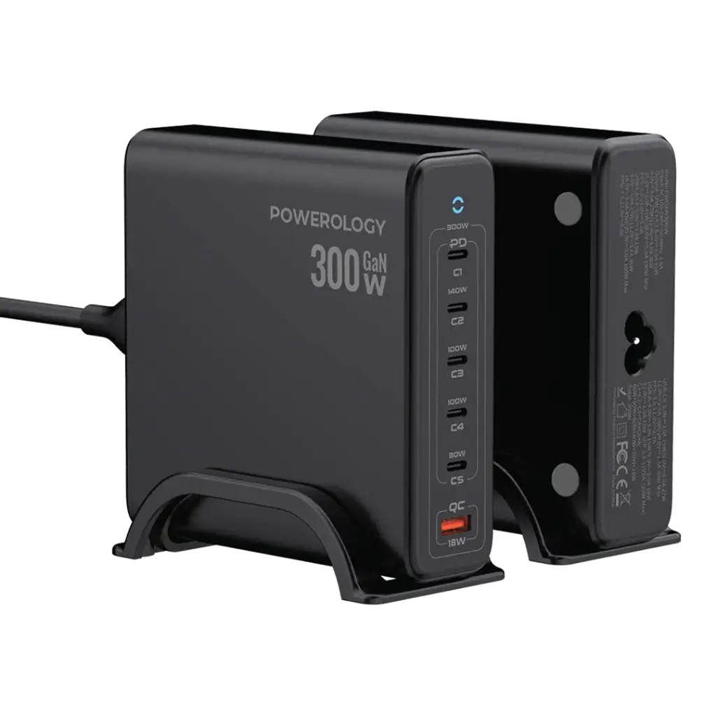 Powerology - Volt-X GaN 300W Smart Desktop Charger - Black