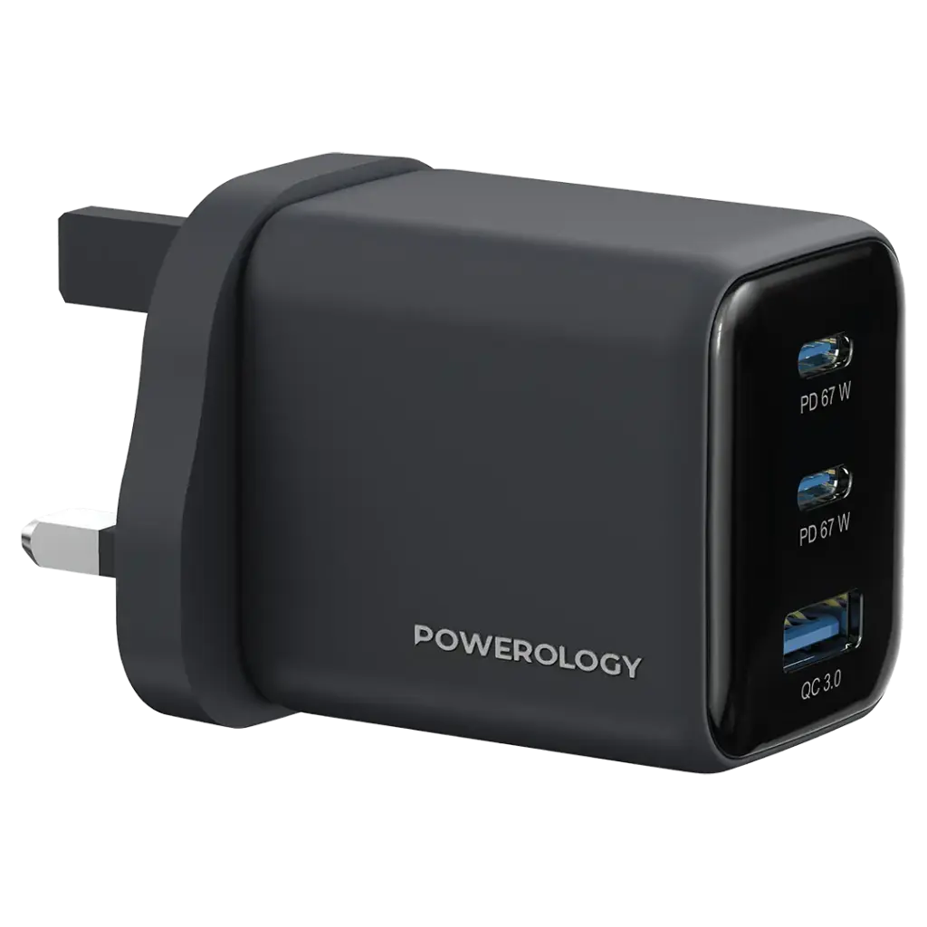 Powerology - Volt-X 67W Multi-Port Gan Wall Charger Black