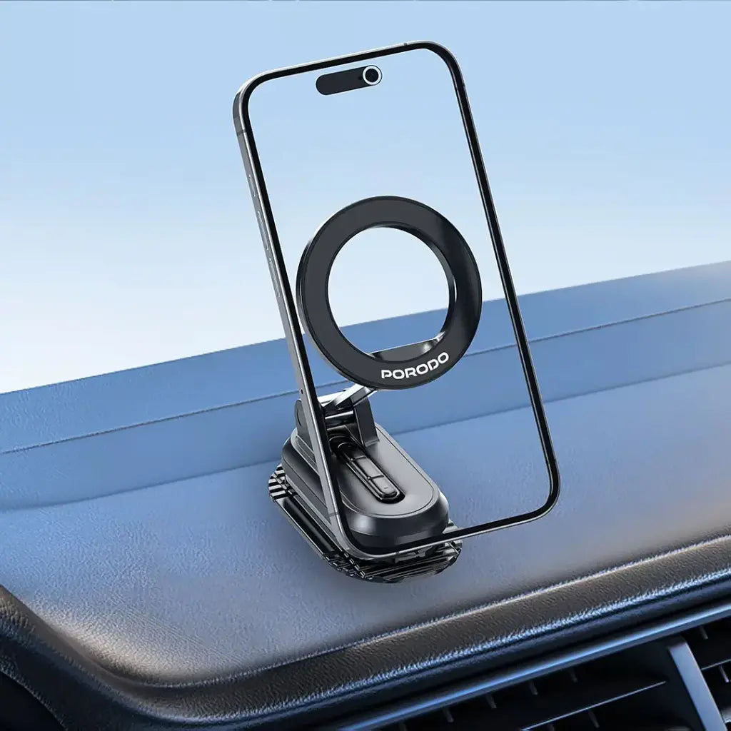 Porodo - GripFold MagSafe Rotatable Car Mount 360° Full Rotation - Black