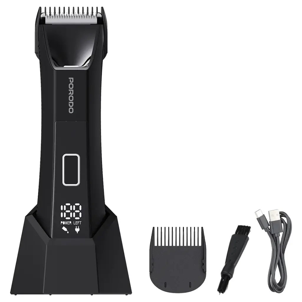 Porodo Lifestyle Ceramic Blade Gentle Grooming Trimmer with Digital Display - Black
