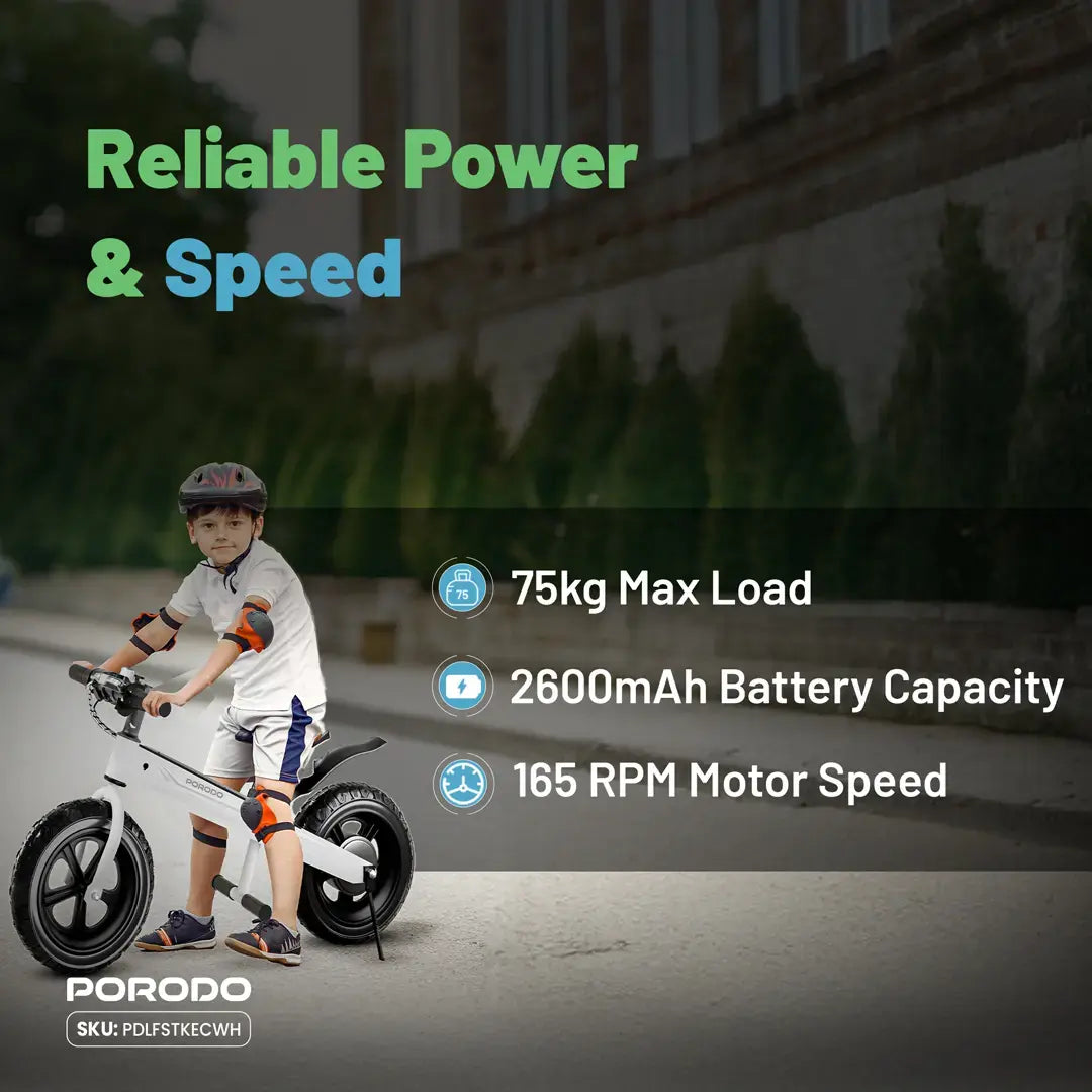 Porodo - Lifestyle JoyCruiser Kids Electric Bike - White