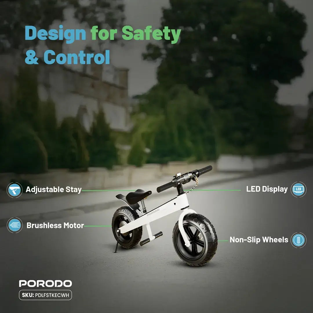 Porodo - Lifestyle JoyCruiser Kids Electric Bike - White