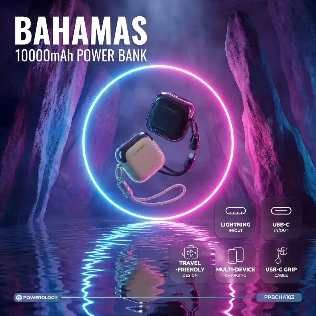 Powerology - Bahamas 10000mAh with PD22.5W Type C & 20W Lightning Input and Output - TECH STREET