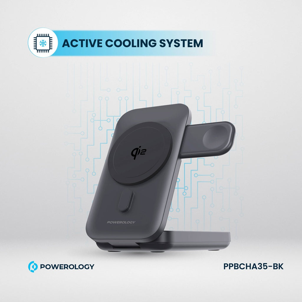 Powerology - 10000mAh Qi2 - 15W iPh15 MagSafe Power Bank - Black - TECH STREET
