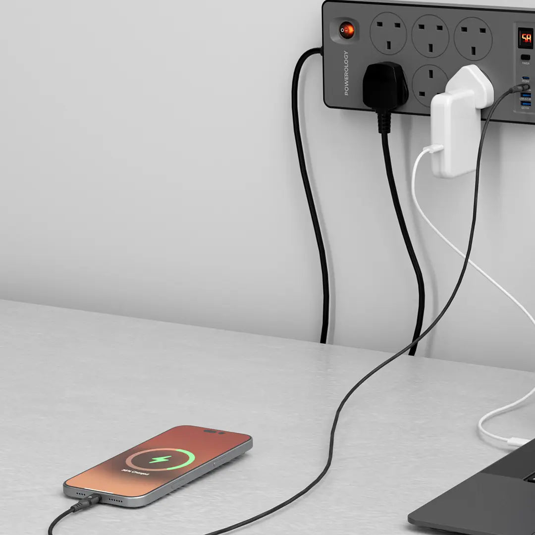 Powerology - 6AC 2990W Power Strip PD 20W - Black