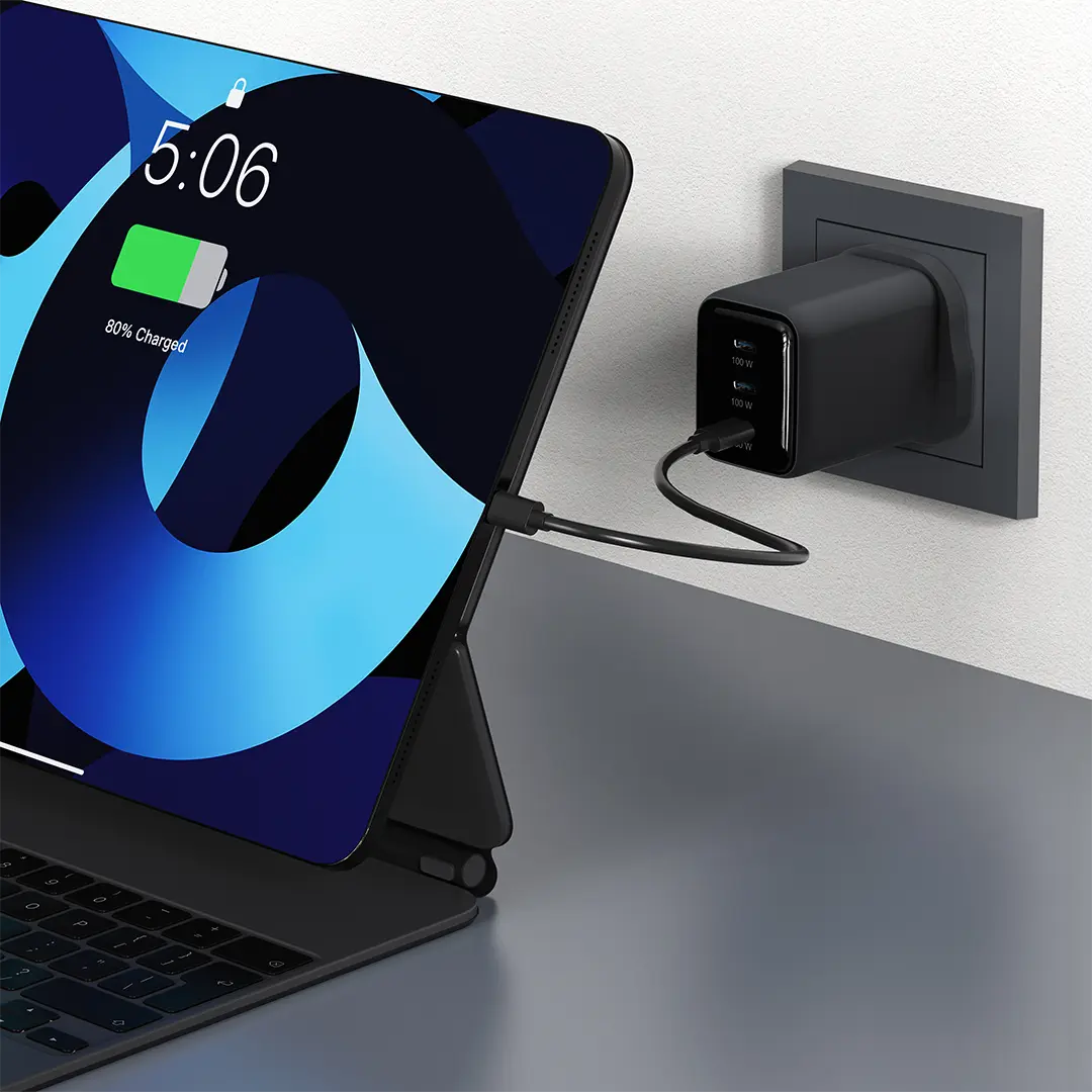 Powerology Volt-X 100W Multi-Port Gan Wall Charger - Black