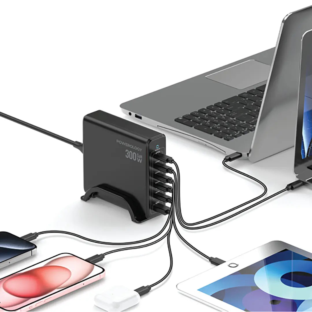 Powerology - Volt-X GaN 300W Smart Desktop Charger - Black