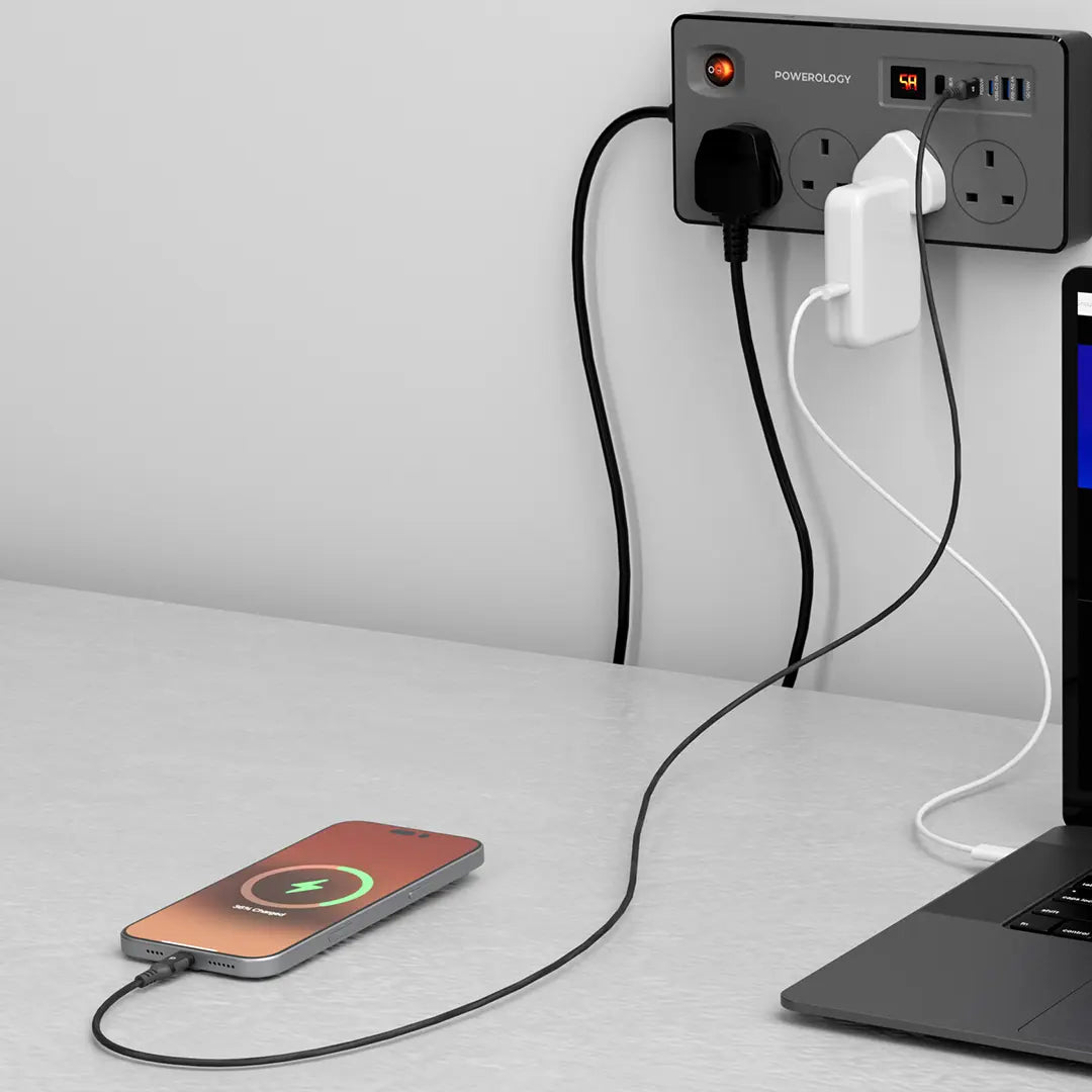 Powerology - 4AC 2990W Power Strip PD 20W - Black