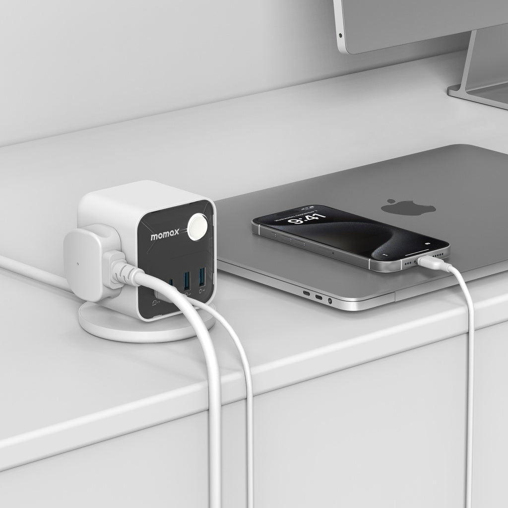 MOMAX 1-CHARGE WORK FLOW 3-OUTLET POWER CUBE WITH USB