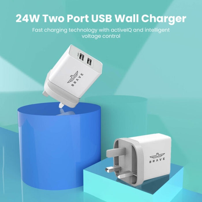 BRAVE 2 PORT USR WALL CHARGER 24W