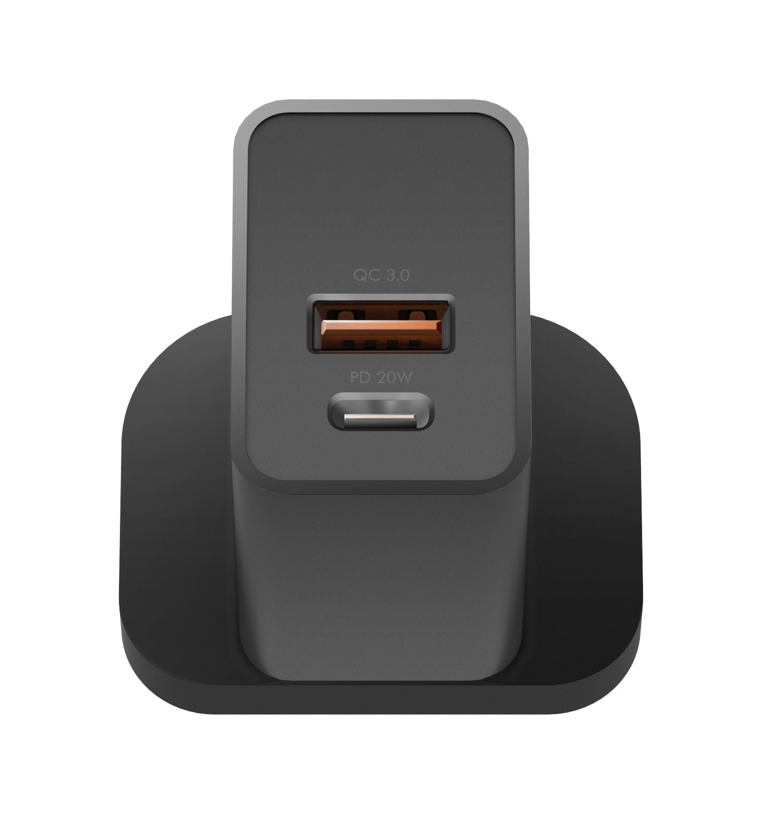Energea AmpCharge PD USB-C + QC3.0 USB-A Port Wall Charger 20W - Black